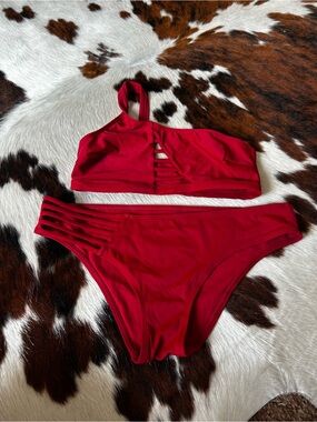 Adore Me Red Strappy Bikini Set